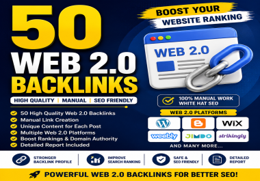 I Will Build 50 High Quality Web 2.0 Backlinks for SEO