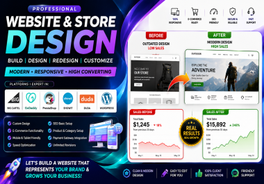 I will create big cartel godaddy prestashop showit duda wordpress website store design