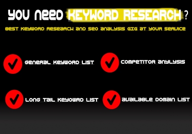 indepth KEYWORD research,  seo analysis and domain research