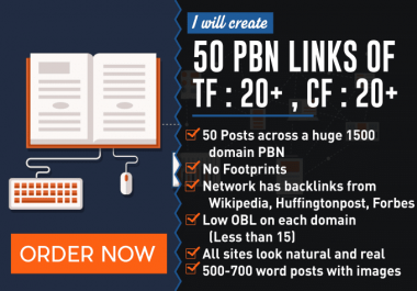 Proven Ranking - 50 pbn links tf 15 for top 3 rankings on google Backlinks with Unique Content Land on Google 1st page