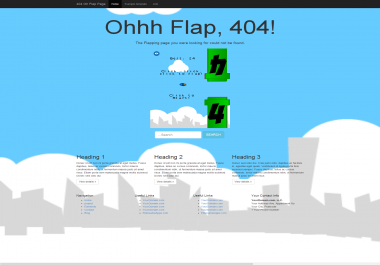 provide a 404 Flappy Bird error page - HTML5,  Bootstrap & Mobile