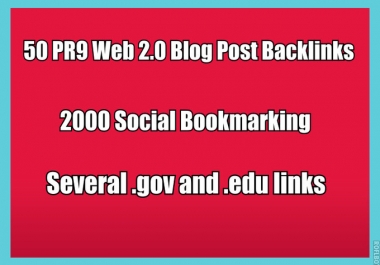 manually Create 50 PR9 Web20 Blog Post Backlinks Plus 2000 Social bookmarking