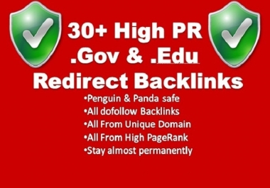 I will create 30 dofollow redirect Backlinks from high authority Gov and Edu sites