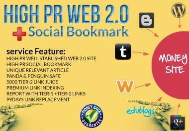 Handmade EDU, Gov link+Web2.0 Blog+Social Bookmark+High DA Profile links