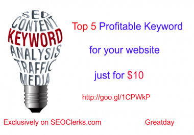 Do Keyword Research to find Top 5 words