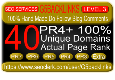 give you 40 high PR blog comment on actual PR7 to PR4 all unique domains
