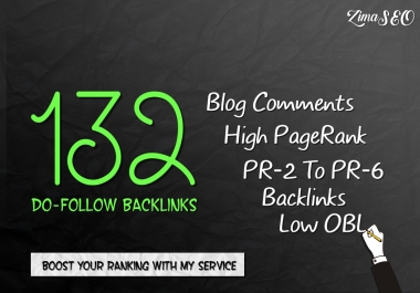 132 SEO blog comments backlinks pr2 to pr6
