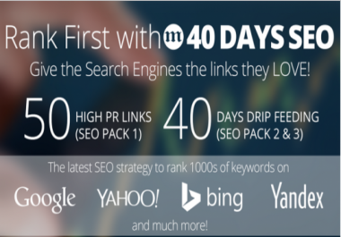 I will rank you First,  50 PR10 Niche Related Backlinks,  40days SEO
