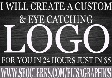 i will create 2 custom & eye catching logo for you in 24 hours just in 5 with multipe revisions.