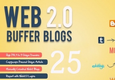 I Will Create 25 Web 2 Blogs High PR 2 To 9 Manually