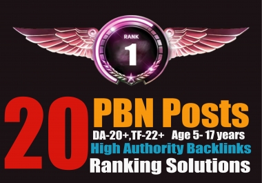 Ranking Solutions - 20 PBN Posts DA26+TF26+