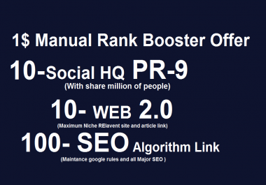 120 manual backlink with PR -9 social bookmarks for SEO rank