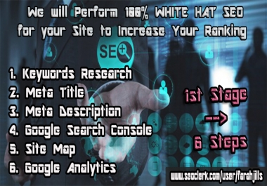 White Hat SEO- Keywords Research- Meta Title- Meta Description- Google Search Console -Site Map- GA