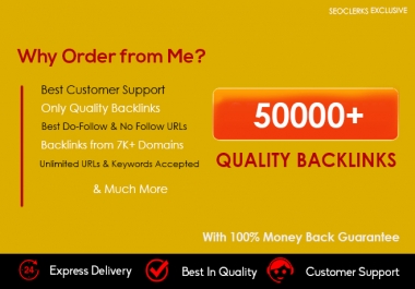 Create 50000+ Verified Quality BACKLINKS from 7000 Unique Domains to your site