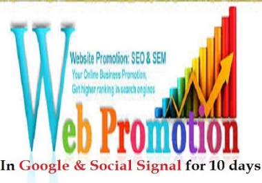 Website promotions in google and social signal for 10 days