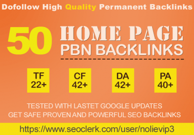40 PBN backlinks on homepage DA42+