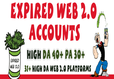 Expired Web 2.0 Accounts DA 40+ PA 30+ 2019 SEO QUICK Ranking Method