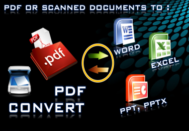 CONVERT PDF,  SCANNED DOCUMENTS TO WORD,  EXCEL,  PPT.