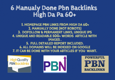 Build 6 High Metrics Pbn Posts With Contextual Backlinks with DA and PA over 60