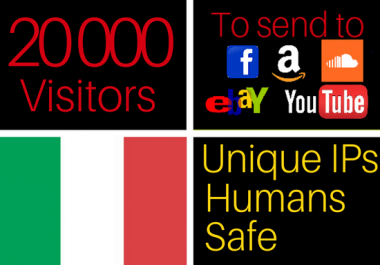 will drive 20k + visitors from italy to your website,  italian traffic
