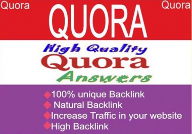 20 Quora backlinks with unique answers from top writer account.