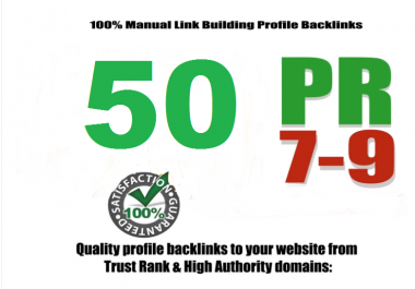 Create 50 PR9 Da 70 To 100 QUALITY Backlinks from PR 9-7 High Authority Sites Google Friendly SEO