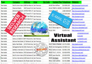 Accurate Data entry,  Web Research, Internet Research, Business Research