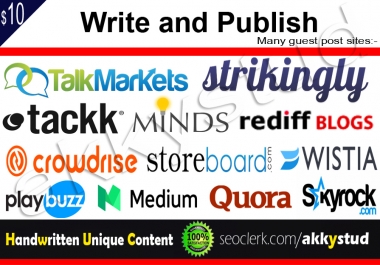 Write And Publish An Unique Guest Post On Top 10 High DA Sites