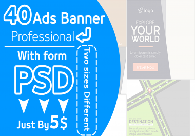40 Ad Banners Professionally designed With two Sizes PSD