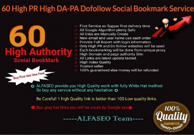 Traffic Streaming your site Manually create 62 High Authority Dofollow Social Bookmarks