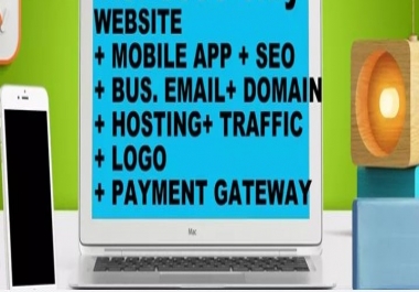 Website development + mobile app + seo + free traffic + domain + hosting
