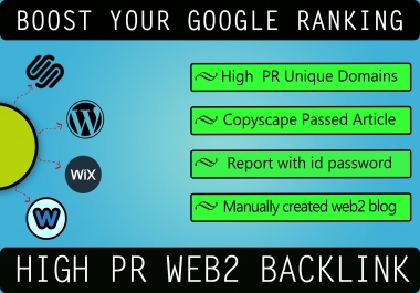 high PR web2 backlinks with article