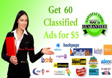 Post your ad on 60 top classified sites