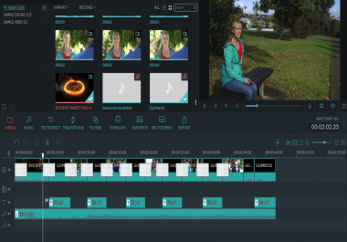 Edit you video files into a film with music,  open and close credits and optional voice over