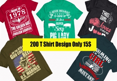 200 T Shirt Design Bundle MIXED