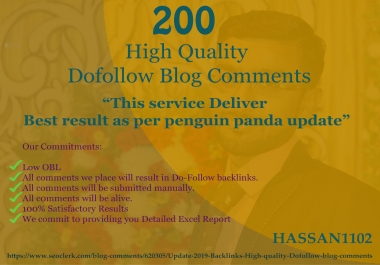 High quality Dofollow blog comments DA 60 to 20 low obl Pages quickly Rank in google