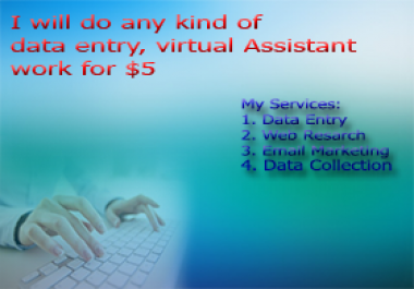 do data entry, excel and any kind of virtual assistant work