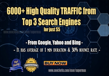 High Quality Web Traffic from Search Engines and Social media Sources