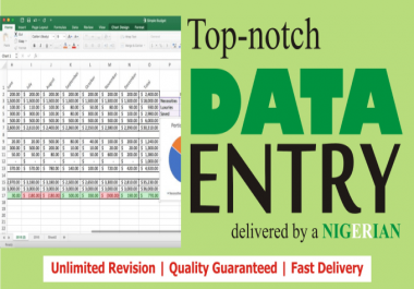1hour of Data Entry,  Data Conversion and Excel Data Entry