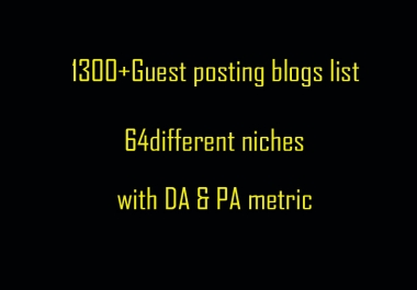 Get 1300+ Guest Posting Sites In 64 Different Niches