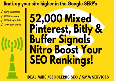 52,000 Mixed Pinterest Bitly & Buffer Social Signals Nitro Boost Your SEO Rankings