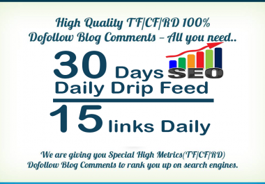30 Days Daily Drip Feed 15 Unique Domain Do-Follow Blog Comments