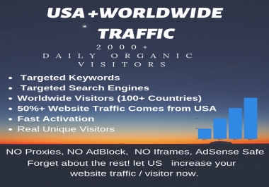 Real Organic web Traffic Usa,  Europe 2000 visitors a day