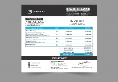 Design Invoice Professionally within 6 hours