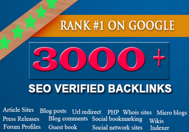 3000 verified SEO backlinks for google fast page ranking