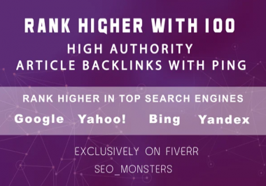 provide 100 article high authority backlinks with ping