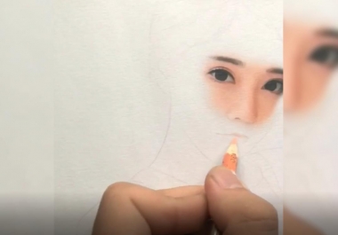 Draw a portrait with colored pencils and record the process with video