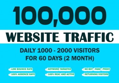 Send 100,000 Keyword Targeted Organic Traffic With Low Bounce Rate