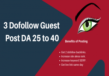 Guest Post On DA 30 to 40 Dofollow Backlink
