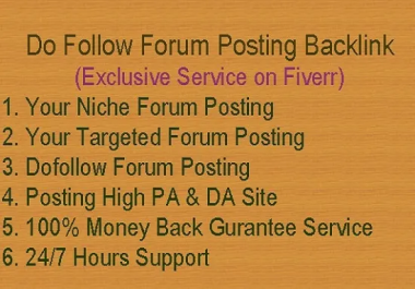 High Quality 20 Forum Posting dofollow Backlinks